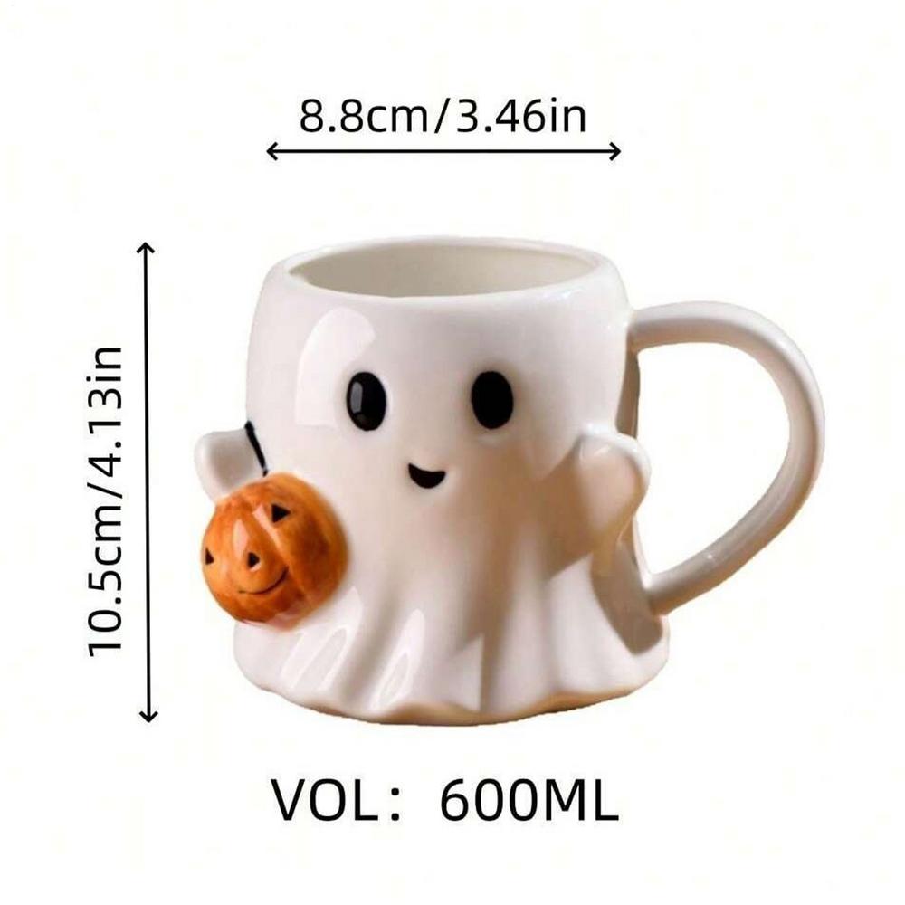 Cute Ghost Water Cup, Creative Pumpkin Ghost Ceramic Mug Afternoon Tea Coffee Cup,Milk Mug Household Drinking Set Halloween Gift