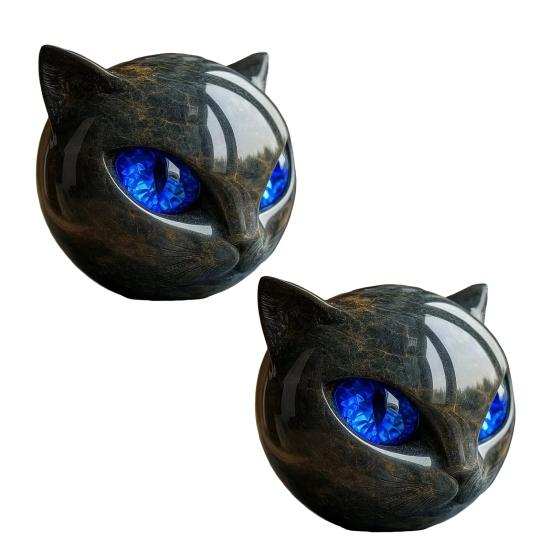Mini Cat Stone Resin Cat Head Figurine Collectible Healing Stone Marble Texture Cat Stone Keepsake Gift for Cat Lovers Women Men