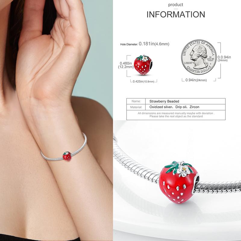 Delicious Food Series Copper Cherry Strawberry Avocado Sweet Charms Beads Fit Original Bracelet For Woman Diy Jewelry Making