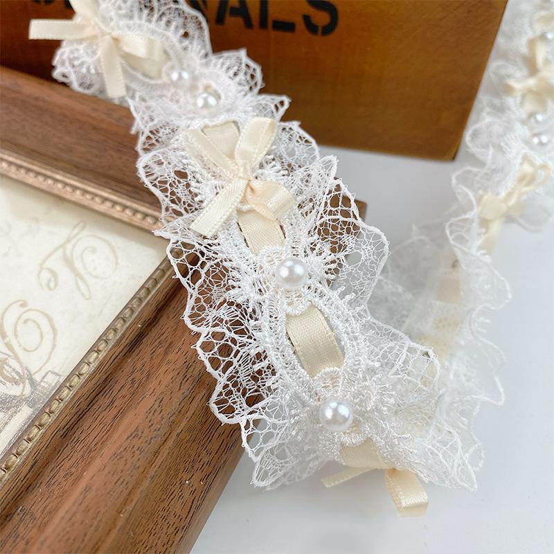 

1 ярд бабочка узел кружева симпатичные полиэстеровые ленты аксессуары ручной работы жемчужное кружево DIY материал 3.8 см шириной