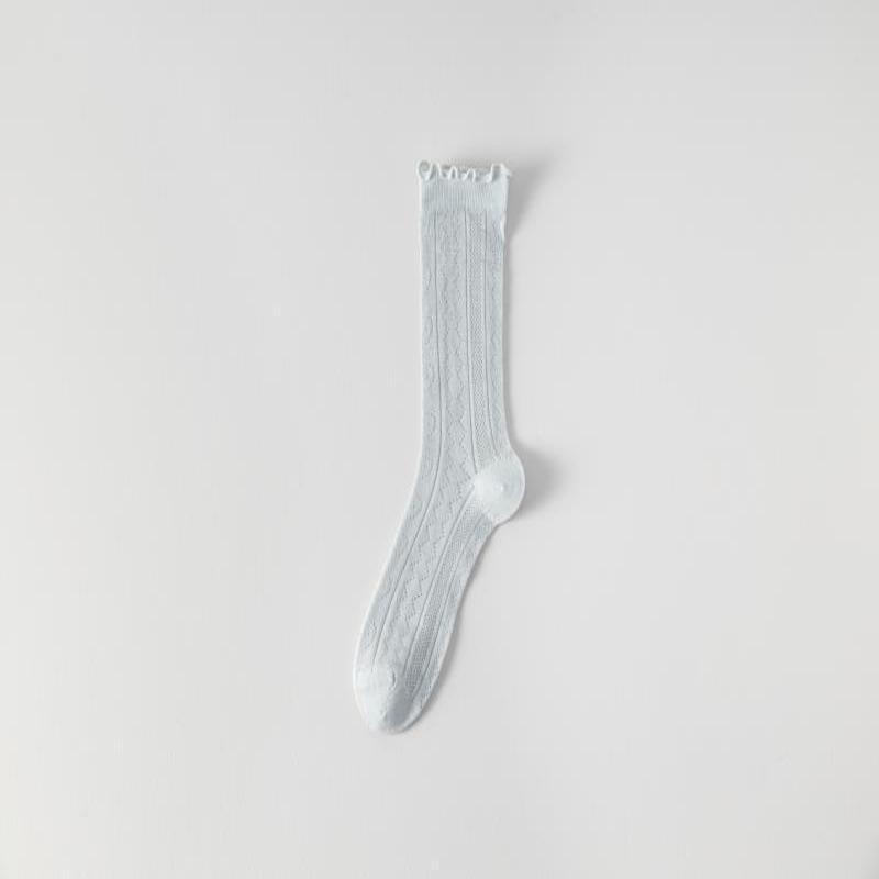 Women's Mulberry Silk Ruffle Lace Mid-Calf Summer Socks - Cool, Breathable, Thin Postpartum Comfort