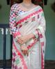Women Designer Classic White with Colorful Geometric Print Work Saree With Unstitched Blouse