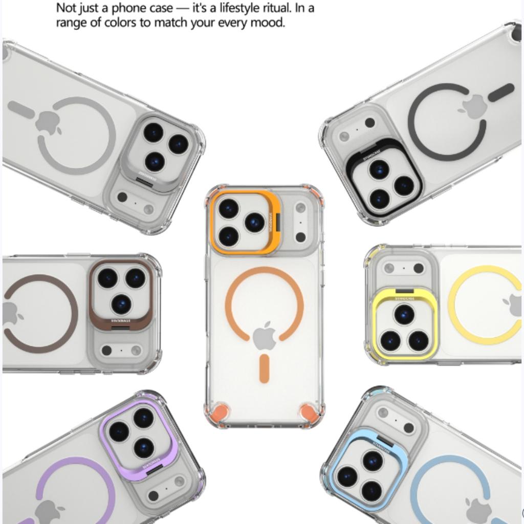 New Magnetic Clear Case For iPhone 17 Pro Max 17Air 17Pro Case For Magsafe Wireless Charge With Glass Lens Protector Stand Cover