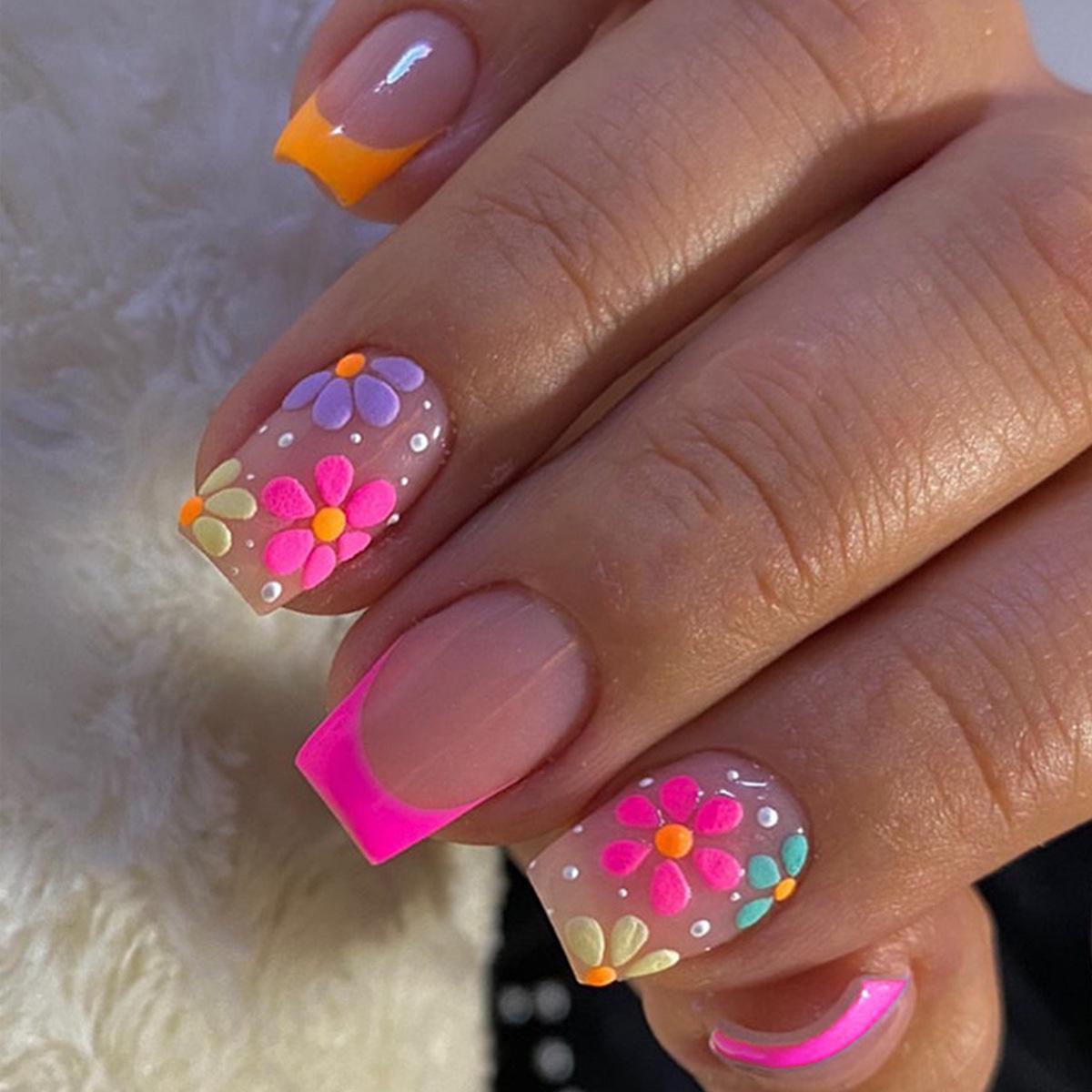

European & American Candy Color Handmade Short Wearable Nails - High-end Style