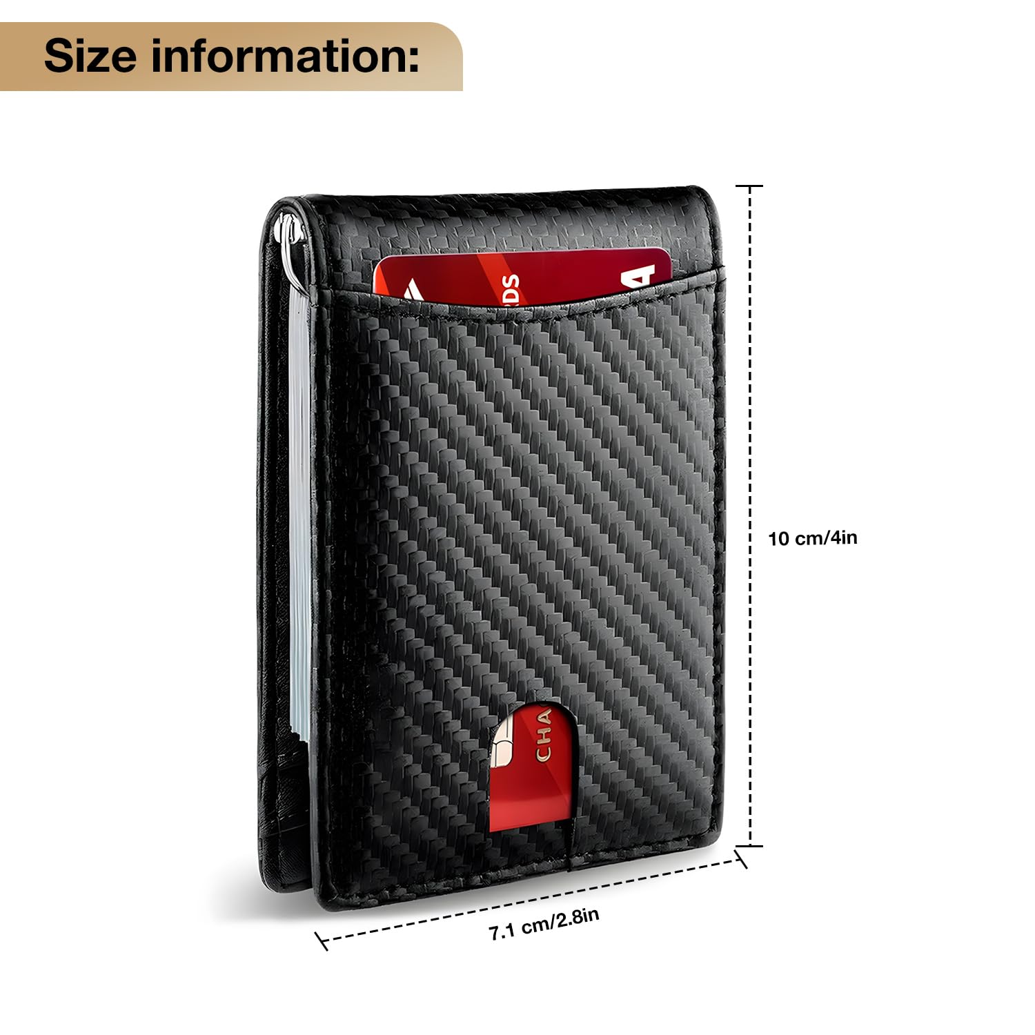 

Men s Slim RFID Blocking Carbon Fiber Wallet – 12-Card Capacity with Money Clip & ID Window чорний