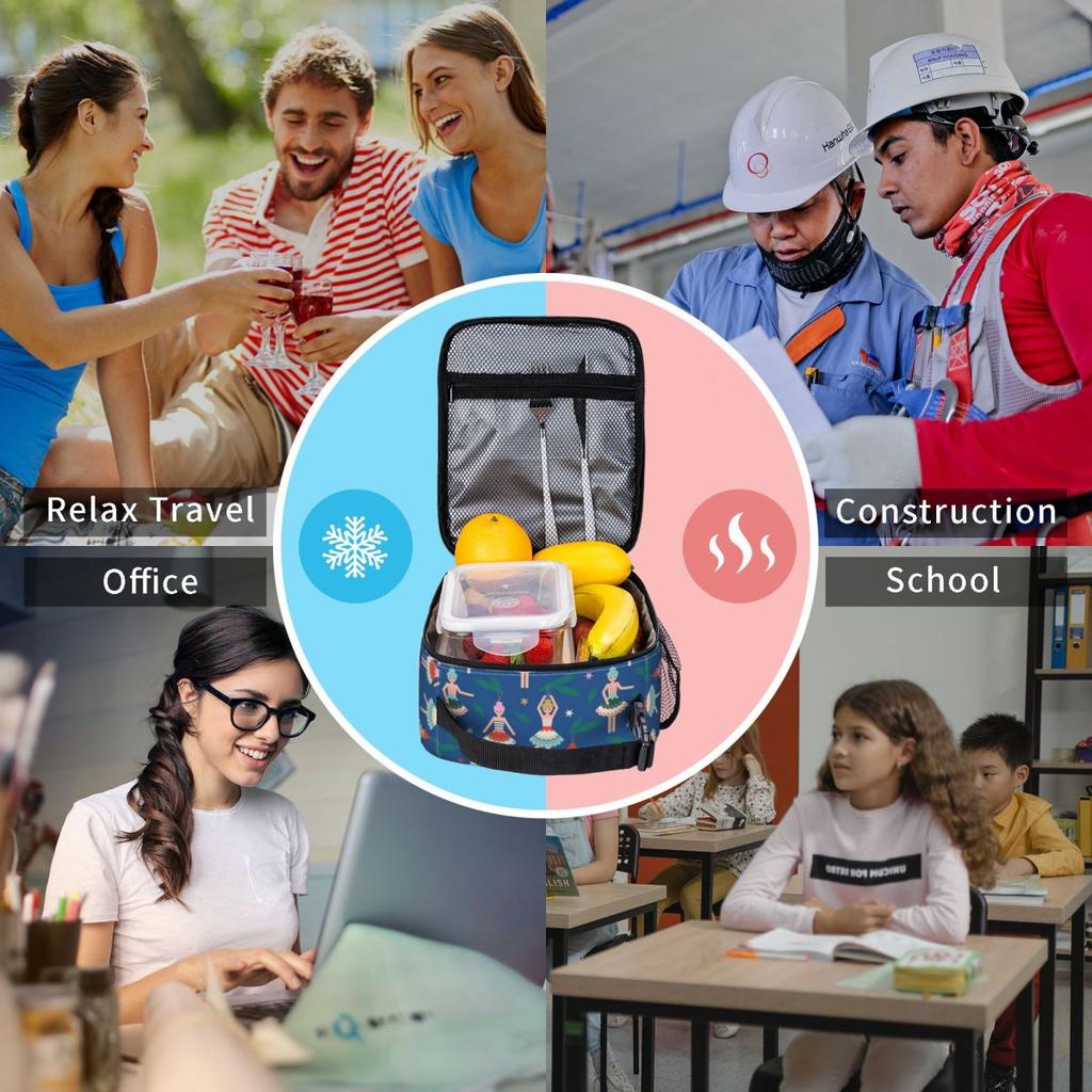 Nutcracker Ballet Christmas Theme Pattern Insulated Lunch Bag for Women Kids Portable Food Boxes Thermal Lunch Box Tote