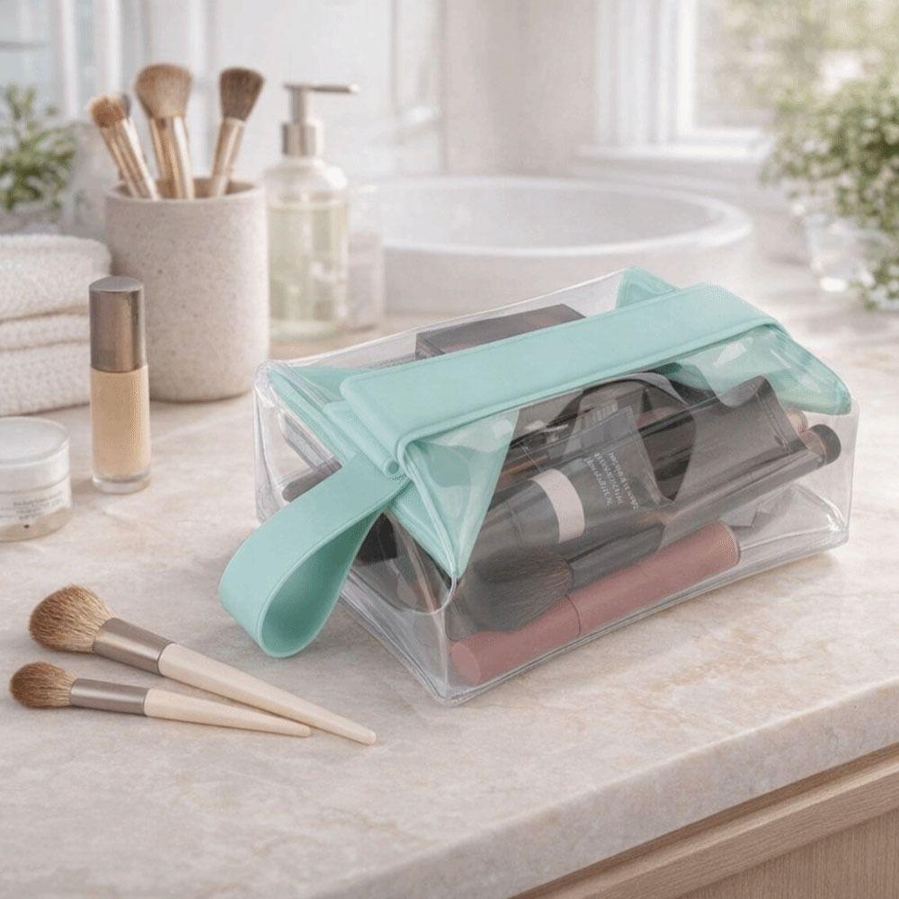 Große Kapazität PVC Make-up-Tasche Magnetverschluss Kosmetiktasche Tragbar Klar Kulturtaschen Bad