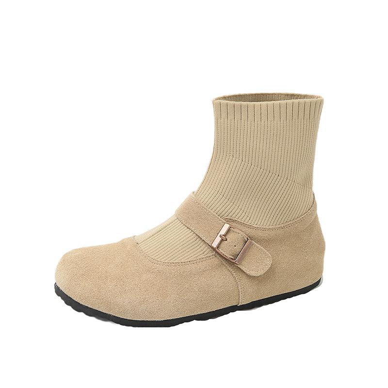 Women's Knitted Martin Boots Comfortable Soft Elastic Trend Non-slip Wearable Chic Hundred Outstanding Height Increasing Shoes