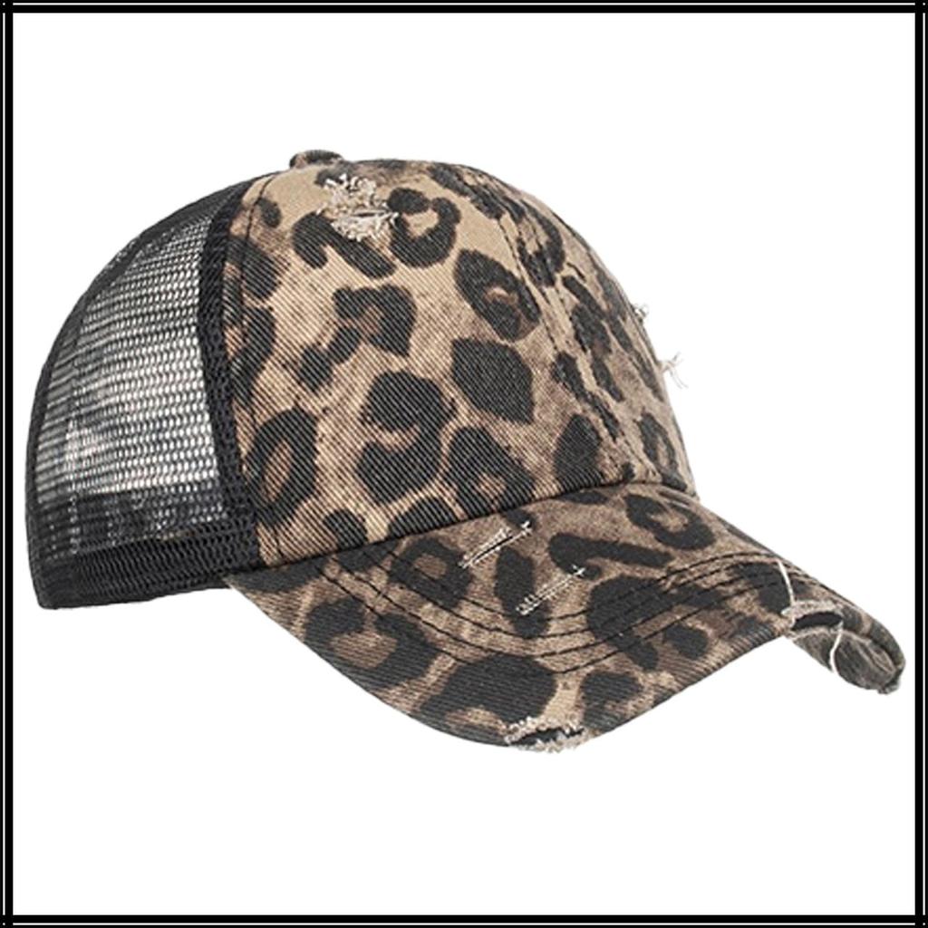 Netz Leo Leopardenmuster CA642 [Weißer Zahn] Kappe, Druck, Hut, Sport, Laufen, Outdoor, Damen (Leopard-Druck)