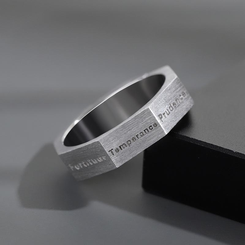 

Yintai Feifei Men s Seven Virtues Retro Hip Hop Ring - Trendy Ins-Style European & American Niche Finger Ring Adjustable