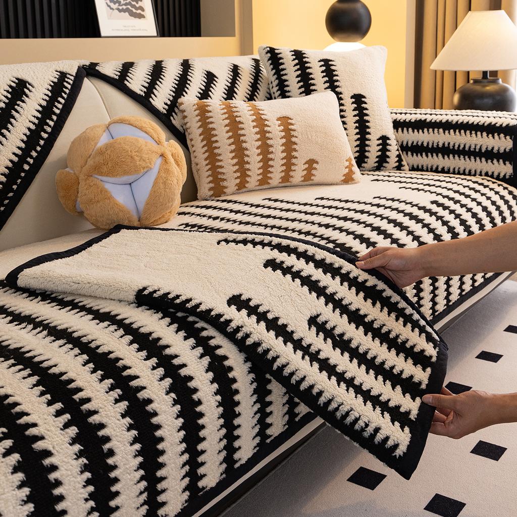 Premium Plush Sofa Cushion Autumn And Winter New Winter Thickened Straight Row Sofa Seat Cushion Non-Slip Cover Cover Cloth