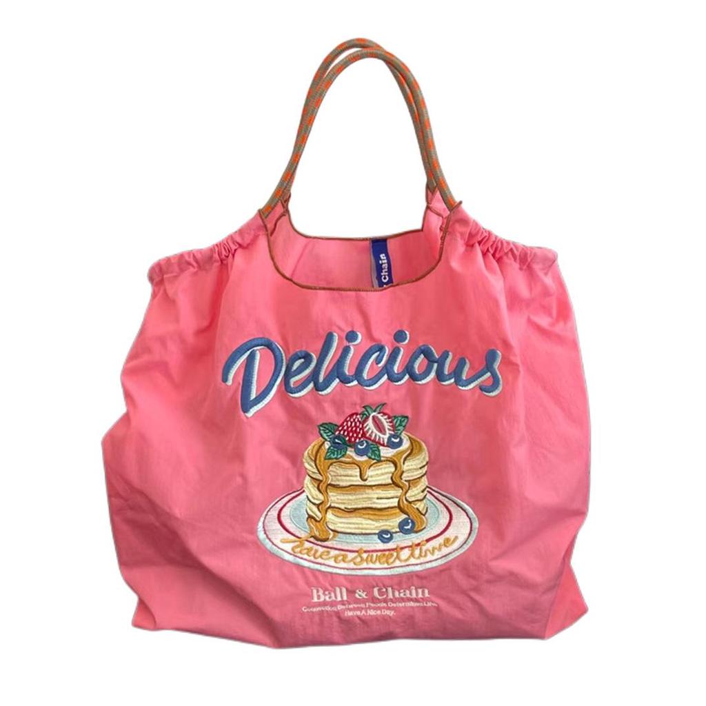 Eco-Friendly Japanese Embroidered Flower Nylon Canvas Shopping Bag