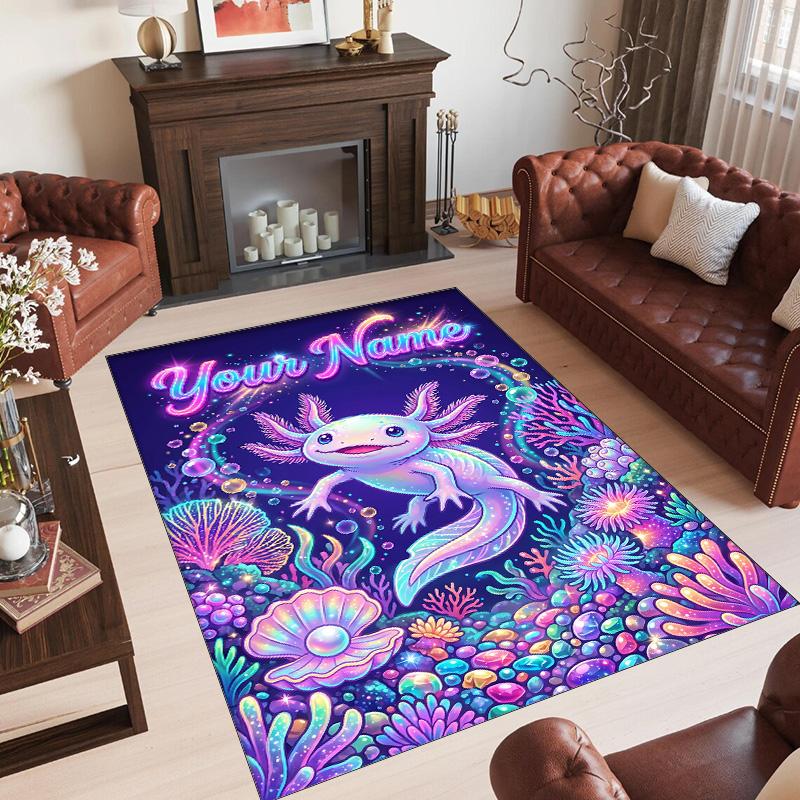 Tapete de Chão de Veludo Cristal Tema Sereia Nome Personalizado Texto Tapete Quente Decoração de Casa