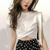 Evropský Slim Fit Dámský Letní Crop Top - Krátký Rukáv, Kulatý Výstřih