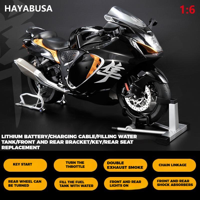Spray 1/6 SUZUKI HAYABUSA GSX-1300R Alloy Diecast Motorcycle Model Collection Hobby High Simulation Home Decoration Ornament Boy