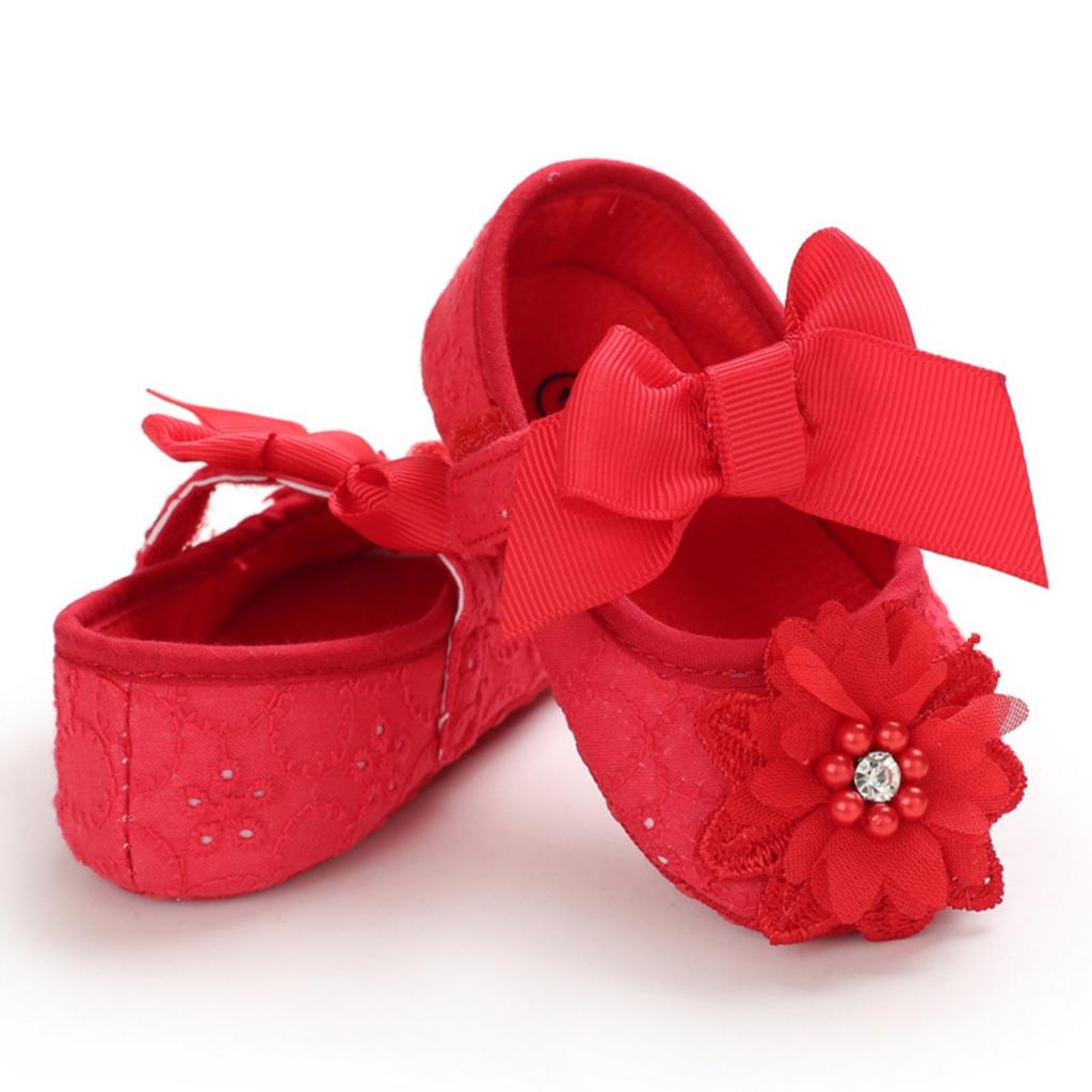 Baby Soft Sole Shoes for Infants Toddler First Walkers Lightweight Comfortable Breathable Material with Decorative Bow and Flower Design