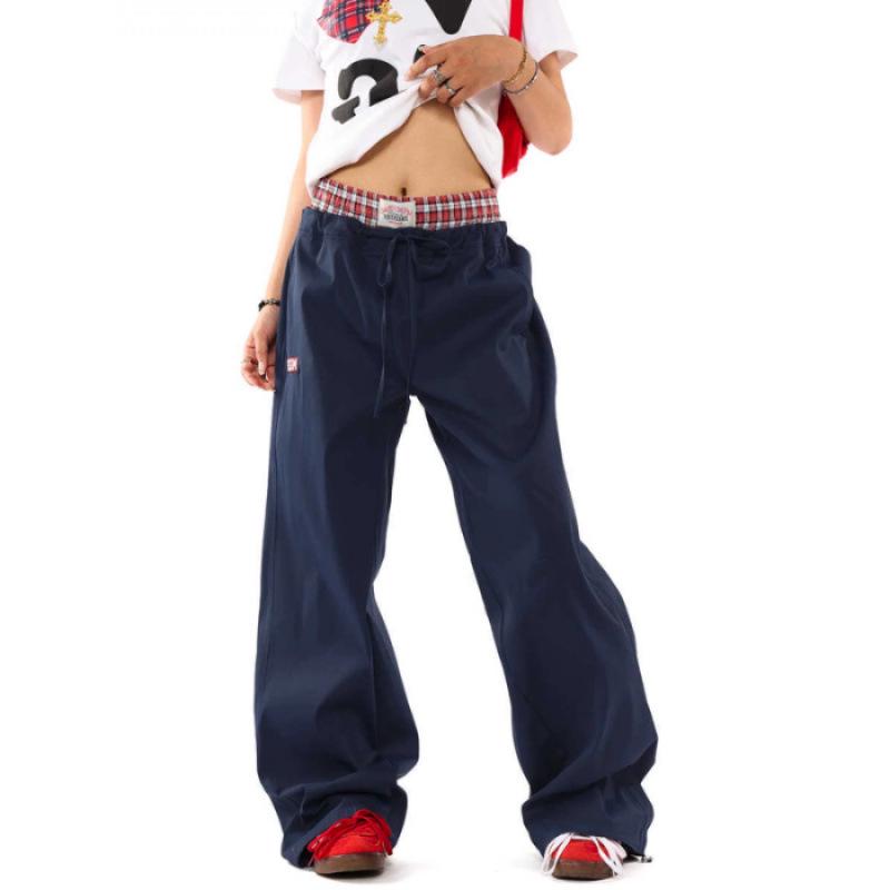 

2024 Ретро Европейский и Американский Двойная Талия Клетчатый Пэчворк Костюм из Двух Предметов Спортивная Рабочая Одежда Брюки для Мужчин и Женщин Medium