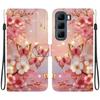 Handmade PU Leather Flip Case for Infinix Hot 50 4G (X6882, X6882B) Anti-Slip Shockproof Cover with Wrist Strap & Heart/Rose Cat Designs