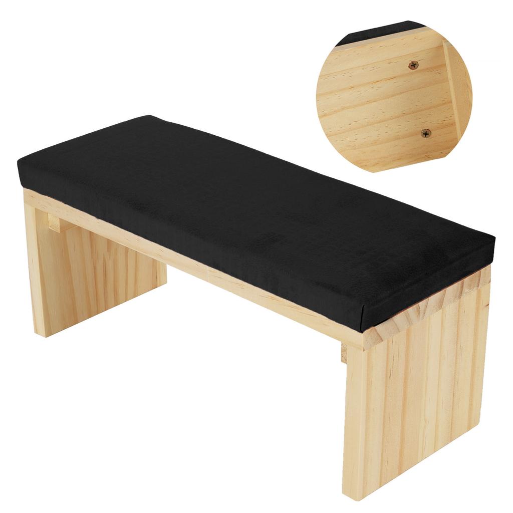 Nail Art Hand Pillow Mat Soft PU Leather Wooden Stand Arm Rest Cushion for Nail Salon