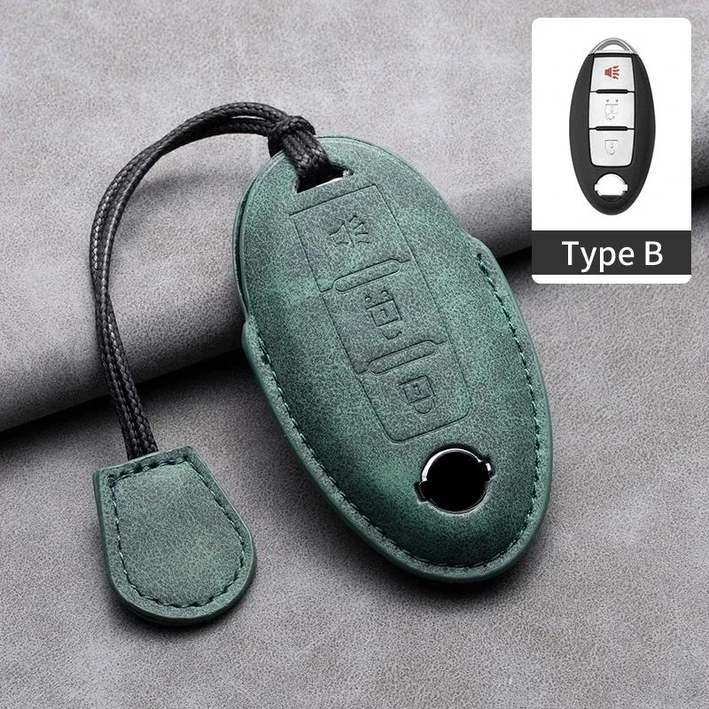 Leather Car Remote Key Case Cover Shell for Nissan Versa Maxima Altima Rogue Armada Sentra Murano for Infiniti FX35 QX60