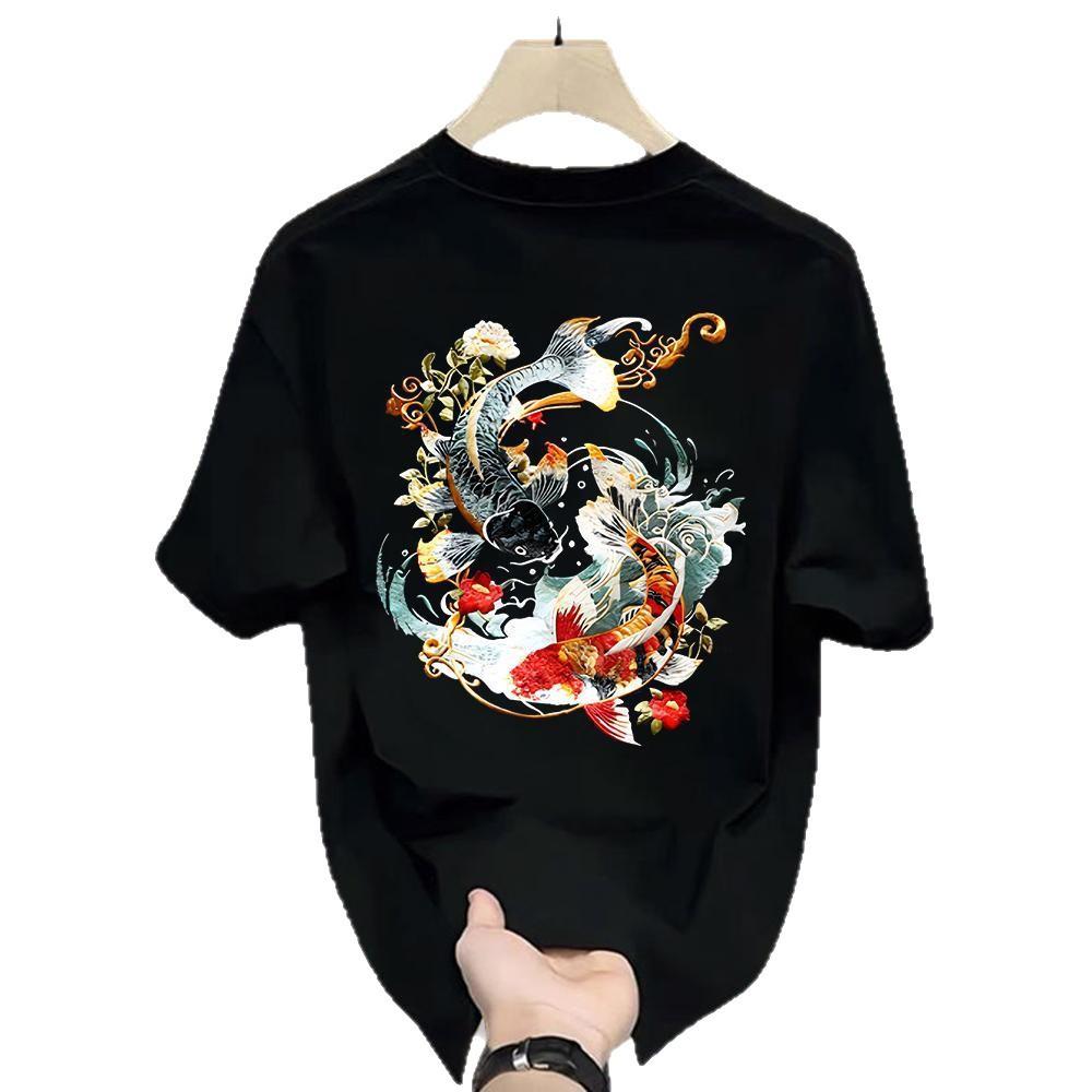 Short Sleeve Cotton Men'S Printed T-Shirt Trend Men'S And Women'S Versatile Crew Neck T-Shirt Men'S