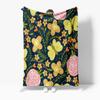 Dark Floral Butterfly Print Fleece Blanket Soft Warm Throw Blanket for Kids Girls Gift
