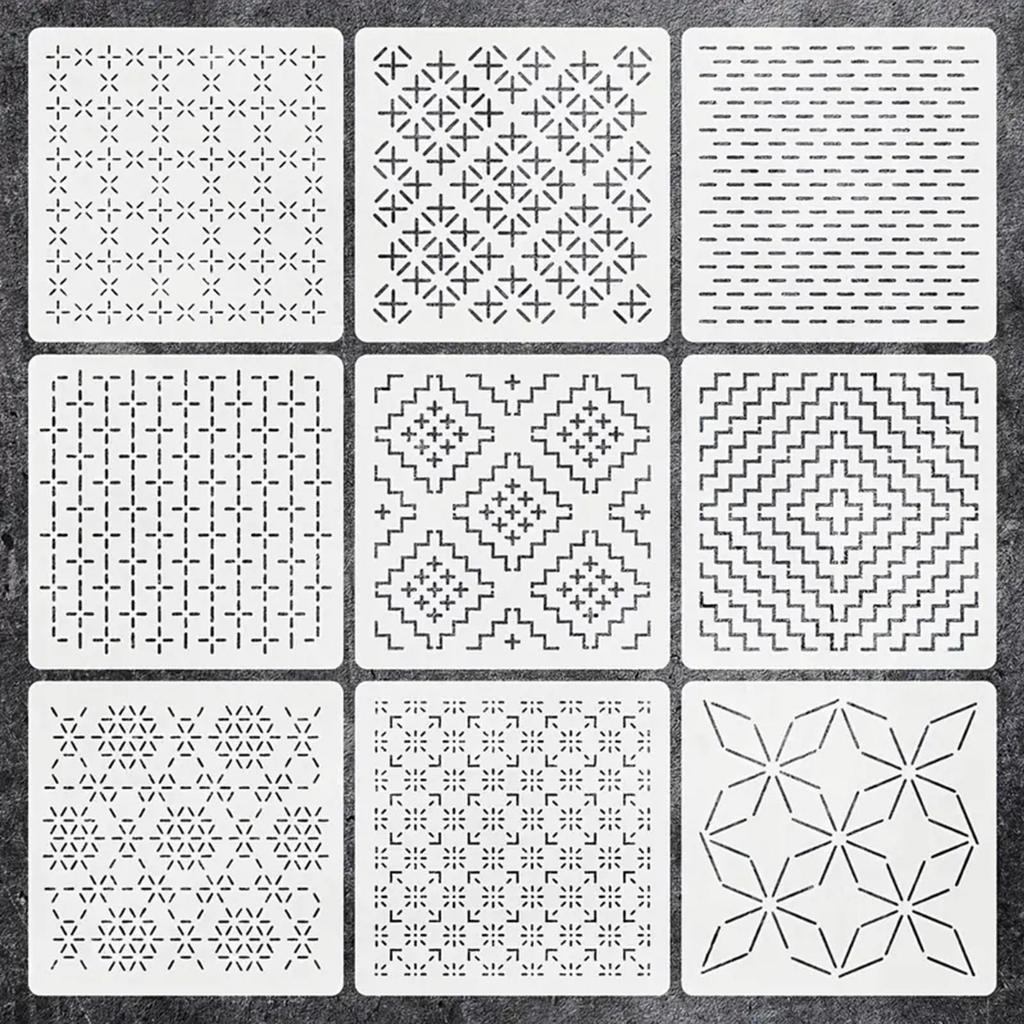 DIY Embroidery Template Sashiko Quilting Stencils Reusable Handicraft Tools for Sewing Projects Craft Supplies Kit