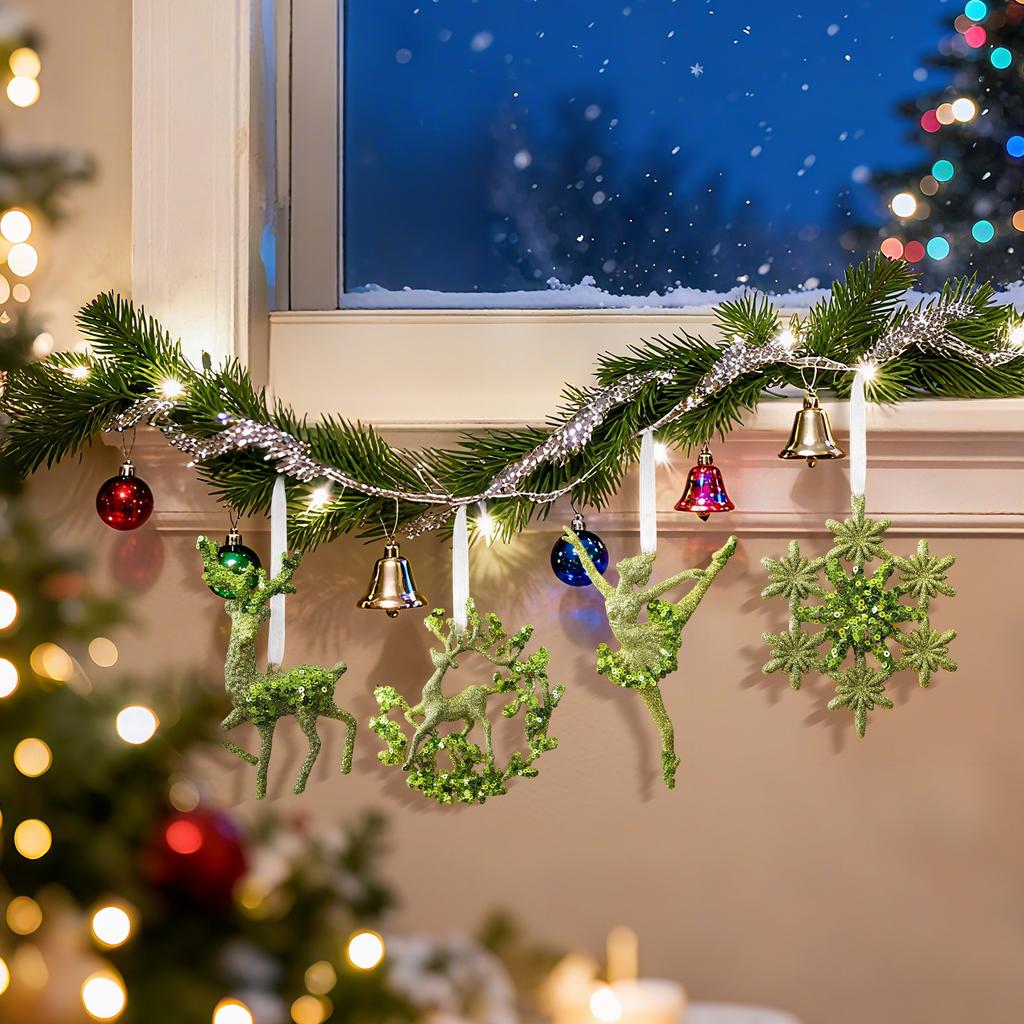 Fruit Green Sequined Christmas Decoration Snowflake Pendant