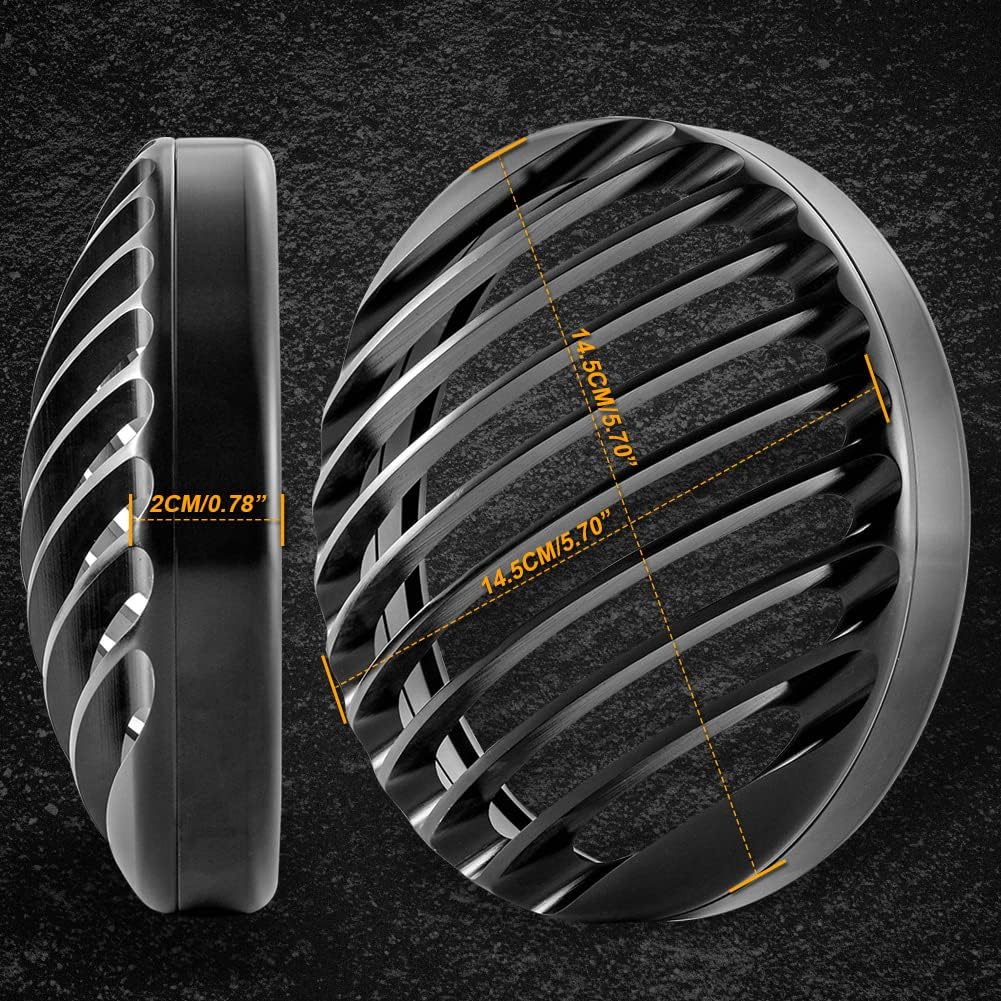 

KATUR 5 3/4 Black Aluminum Headlight Grill Cover for 2004-2014 Har-ley Sportster XL 883 1200