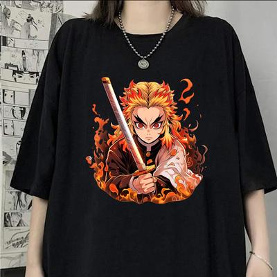 Heißer Anime Rengoku Kyoujurou Print Kurzarm T-Shirts Herren Damen Shirts Sommer Kurzärmlig Locker Y2k Tops Größe XXS-4XL