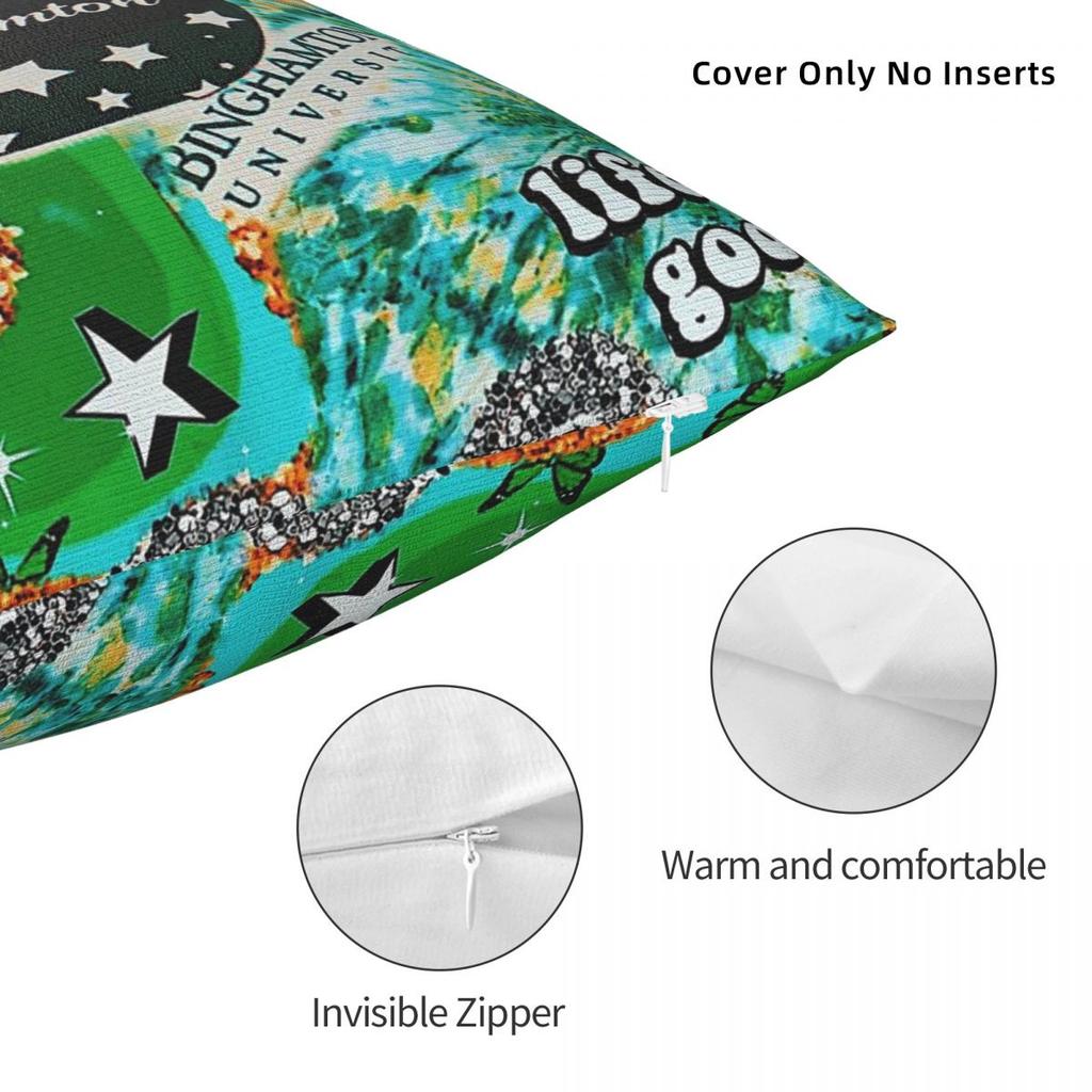 Binghamton Life Is Good Square Pillowcase Polyester Linen Velvet Pattern Zip Decor Home Cushion Case