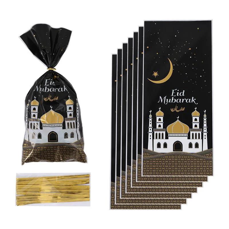 100pcs Mubarak Bags Plastic Cookie Candy Bag Ramadan Kareem Decor Islamic Muslim Party Supplies Eid Al-fitr Decor