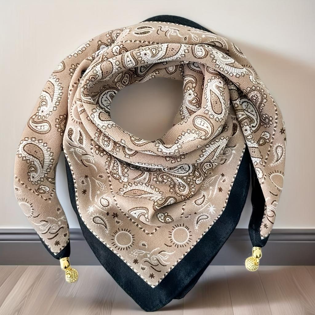 Women's Suction Button Square Scarf Printed Scarf Printed Temperament Square Scarf