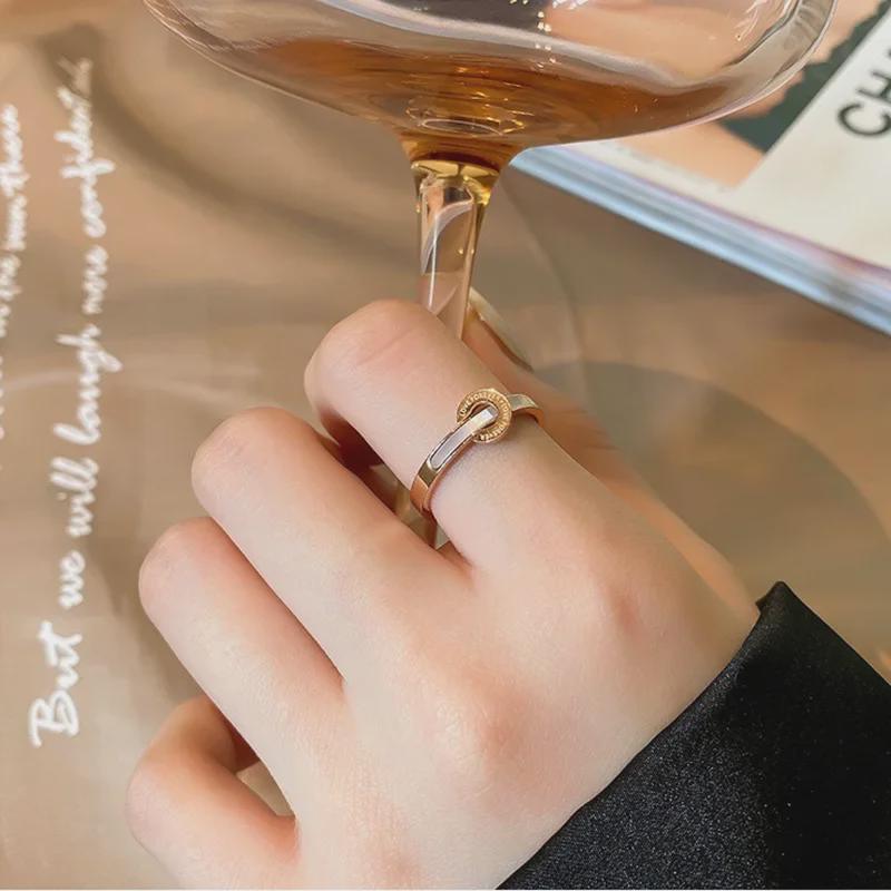 18K Rose Gold Mother-of-Pearl Shell Ring – Japanese & Korean Style Index Finger Ring for Women