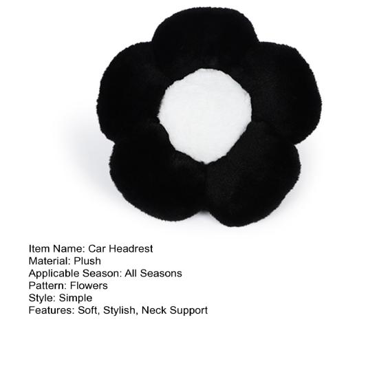 Car Headrest Pillow Soft And Stylish Black White Flower Neck Support Cushion for Comfortable Travel