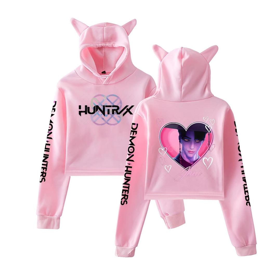 Anime Kpop Dämonenjäger Saja Boy Crop Tops Damen Sweatshirt Langarm Mädchen Mode Sweatshirts Geschenk