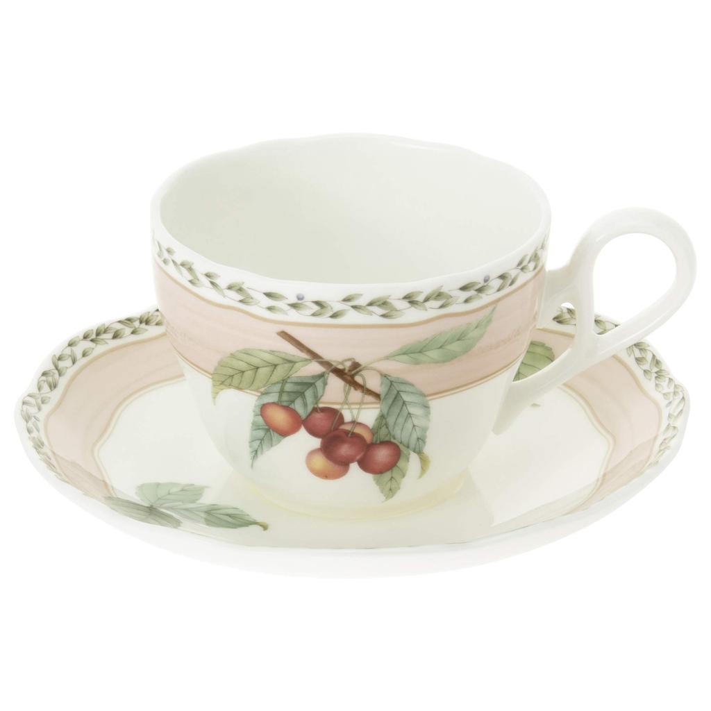 Noritake Orchard Garden Cup & Saucer Pair (for Coffee and Tea), 250cc, Microwave-Safe, Bone China, Set of 2, P97887/4911-12