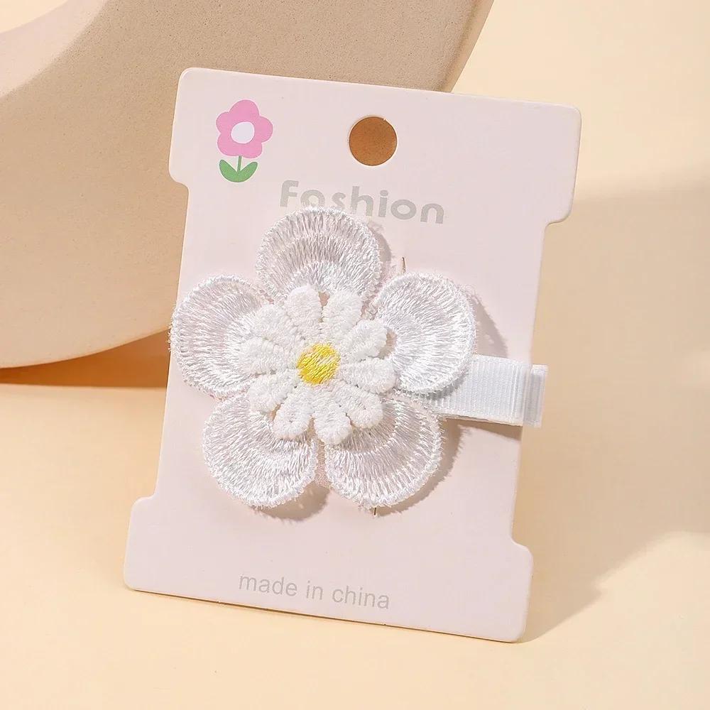 1/2/5 set Ins Daisy Flower Hair Clips Baby Girl Hairpins for Kids Lace White Barette Princess Hooks Infant Accessories Korean