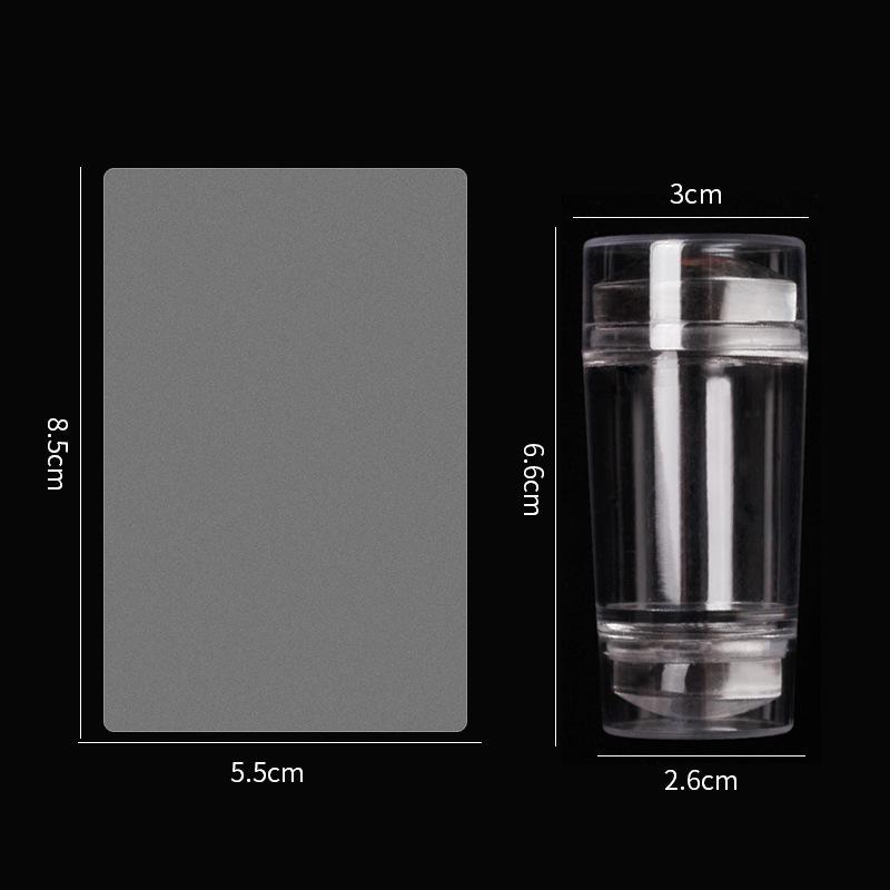 Transparent Silicone Nail Art Stamp: French Transfer Tool with Lid & Dual Heads