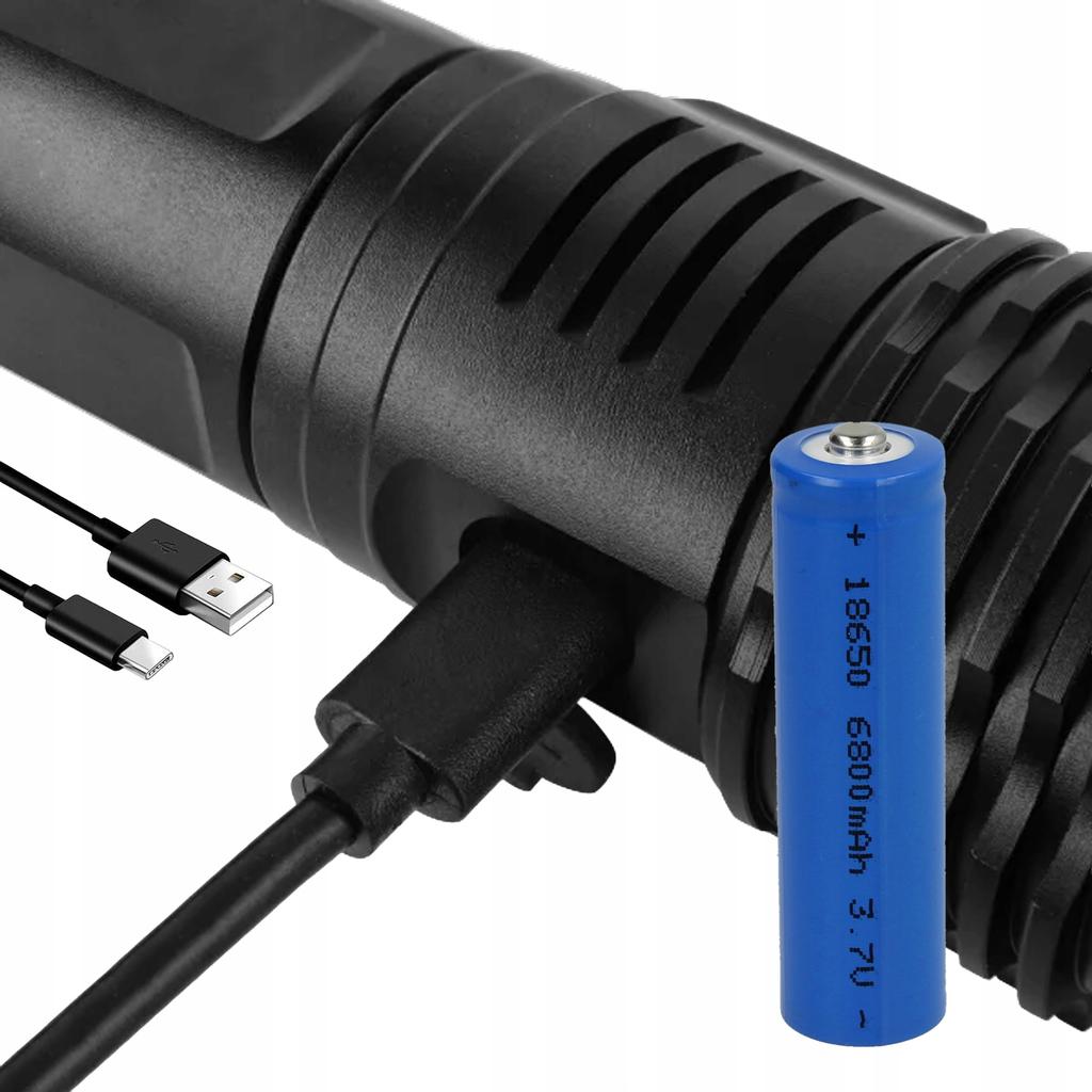[PACZA] Tactical LED Flashlight with Zoom Function, Rechargeable USB-C D1165
