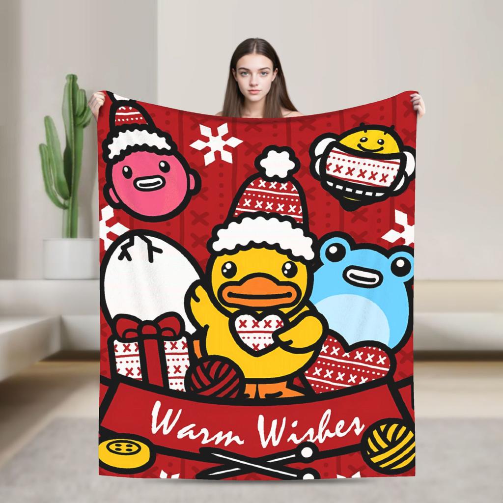 Soft BlanketBoy Girl Decorative Yellow Duck Christmas Throw Blanket Flannel Bedspread For Couch Bed Novelty Sofa Bed Cover