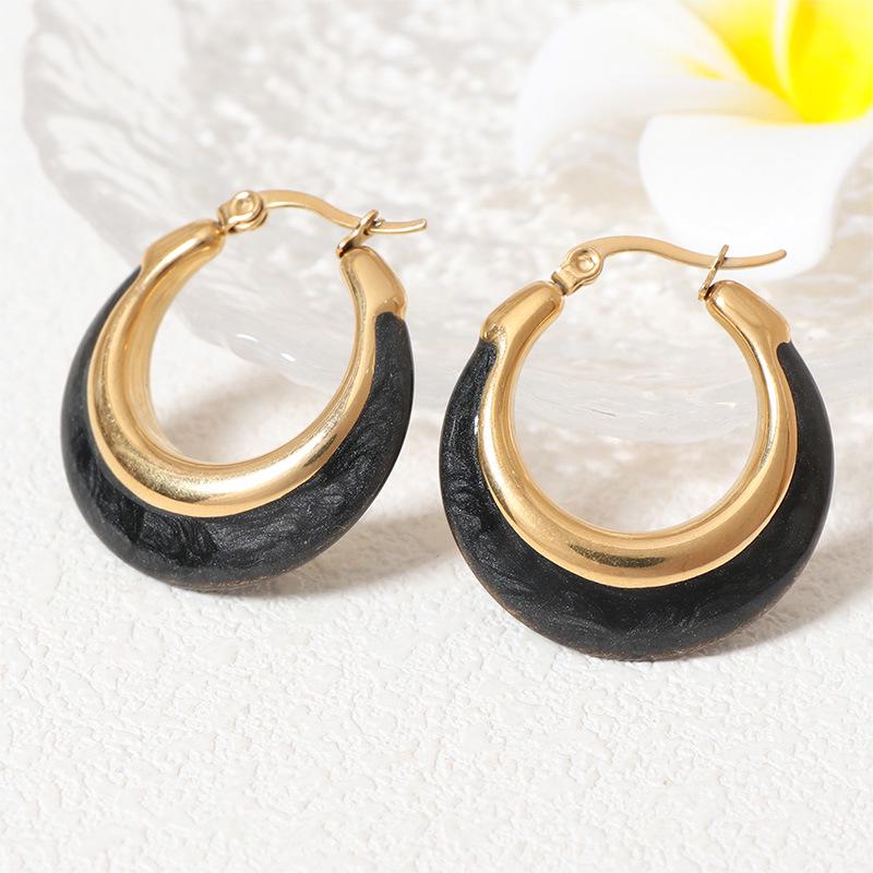Retro Epoxy Circle Enamel Earrings: Fashionable, High-end & Versatile