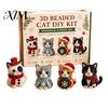Festliches Feiertagsgeschenk 3D Perlen-Bastelset, Lebensechtes Weihnachtstier-Perlenbastelset, Partygeschenk Handgemachtes Einfaches Stickset für Kinder und Erwachsene Katze