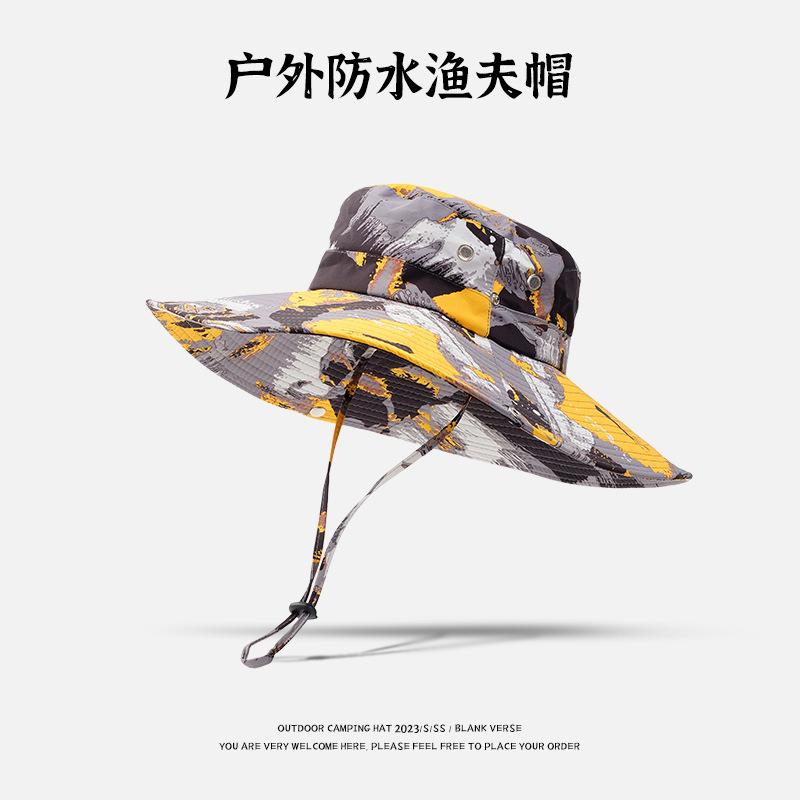 Western Cowboy Hat Drawstring Fisherman Hat Men's and Women's Summer Vacation Sunscreen Hat Breathable Big Eaves Mountaineering Hat Fishing Hat