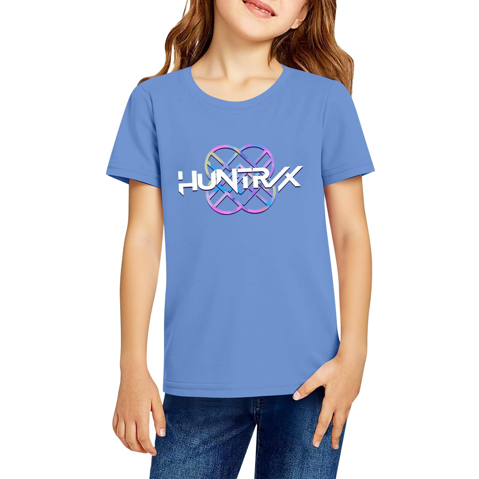 

Fashionable Round Neck Short Sleeve Work Clothes Printed Tops For KID Summer Tops 120 синій