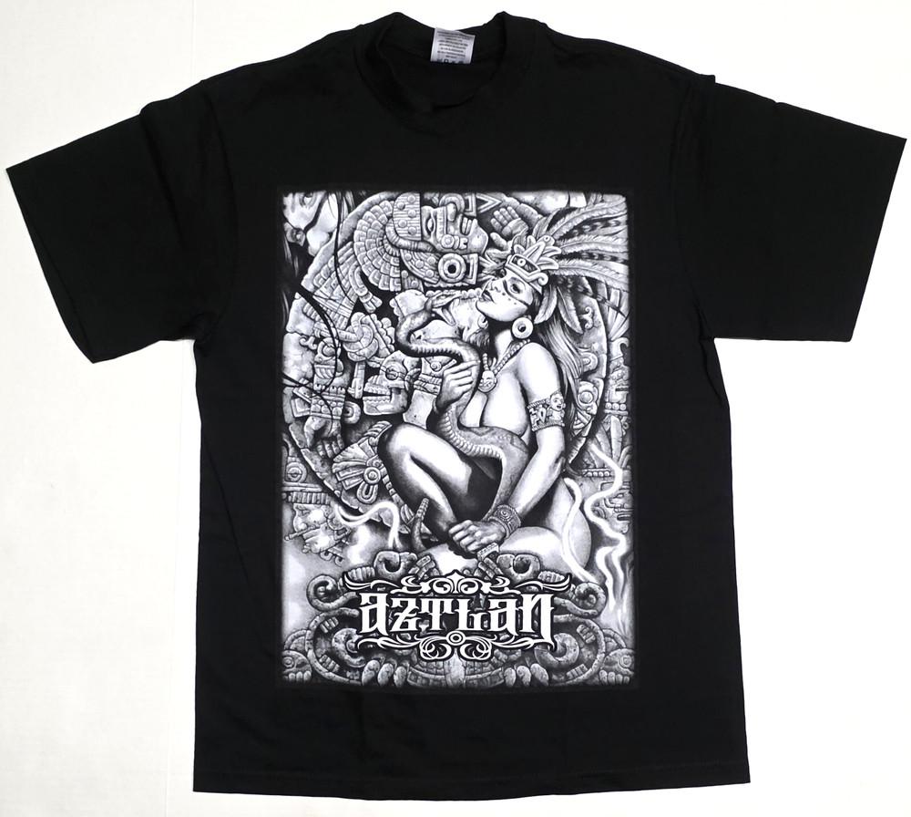AZTLAN T-shirt Mexico Aztec Urban Streetwear Men's 100% Cotton Tee Black New Unisex T-Shirt