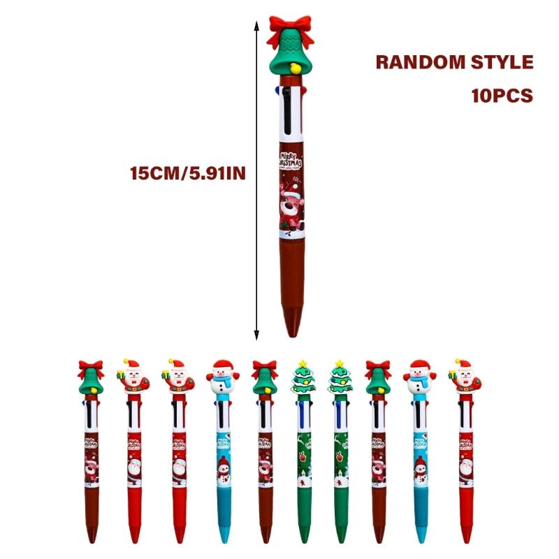 10 szt. Świąteczny długopis wielokolorowy 4-kolorowy długopis 1 w 1 Wysuwany długopis wielokolorowy dla studentów do notowania