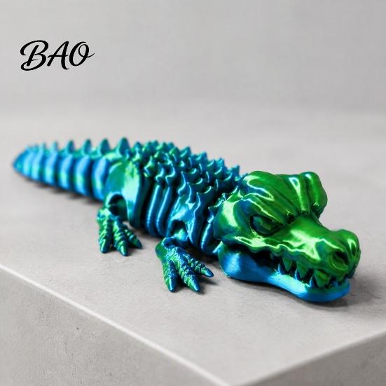 Creative Desktop Decoration 3D Printed Articulated Crocodile Toy, Flexible Reptile Figure, Animal Fidget Toy for Unique Gift Stress Relief,