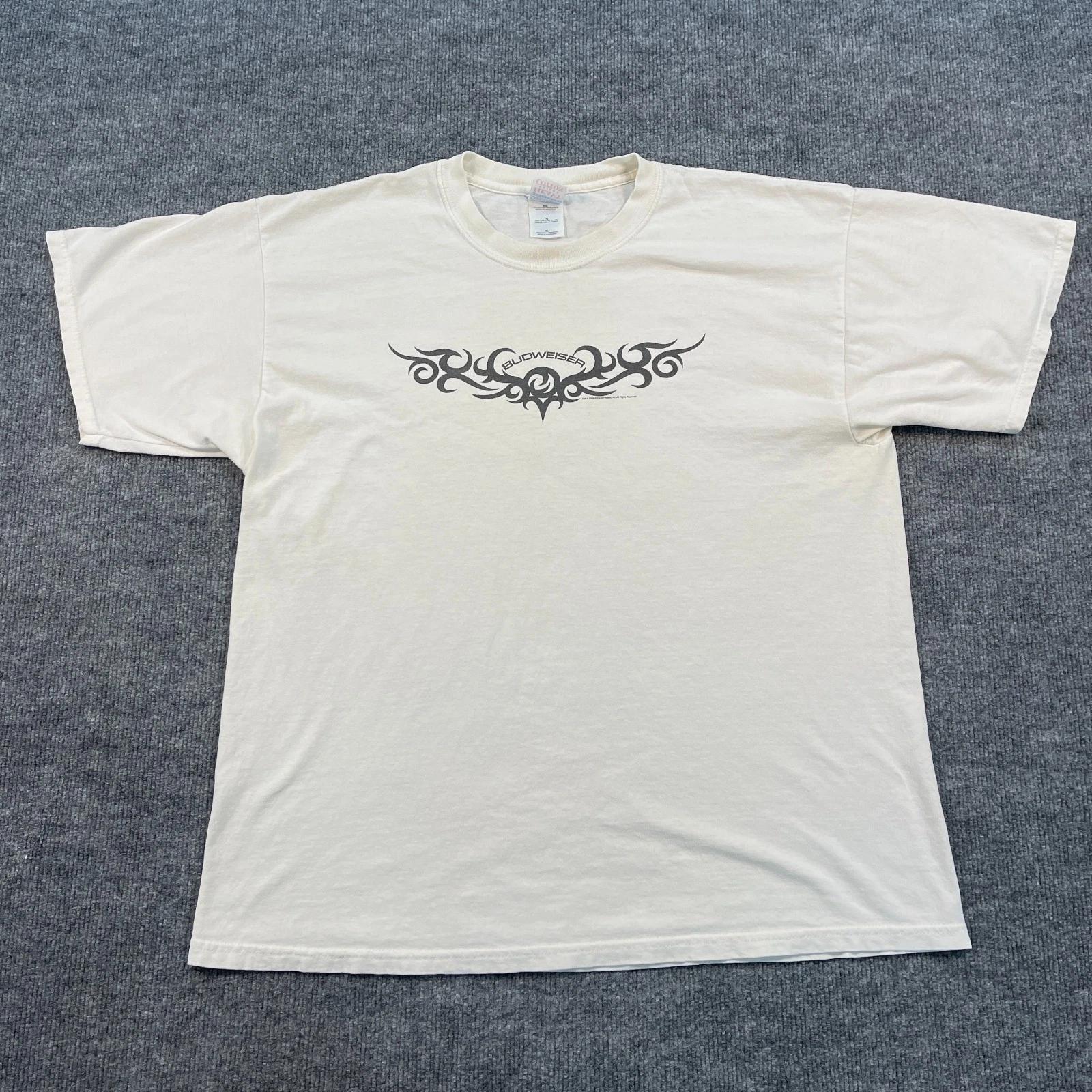 Винтажная футболка Budweiser в стиле Y2K с племенным рисунком L/XL 22x28 Белая S
