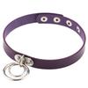 Europeisk og amerikansk punkstil lær dobbel ring choker halskjede